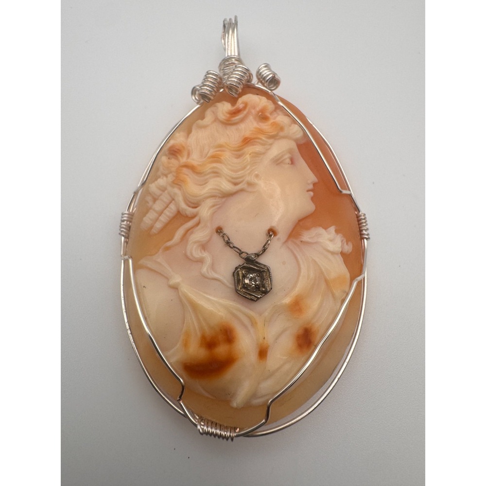 Antique Shell Cameo Habille Pendant Hand Carved